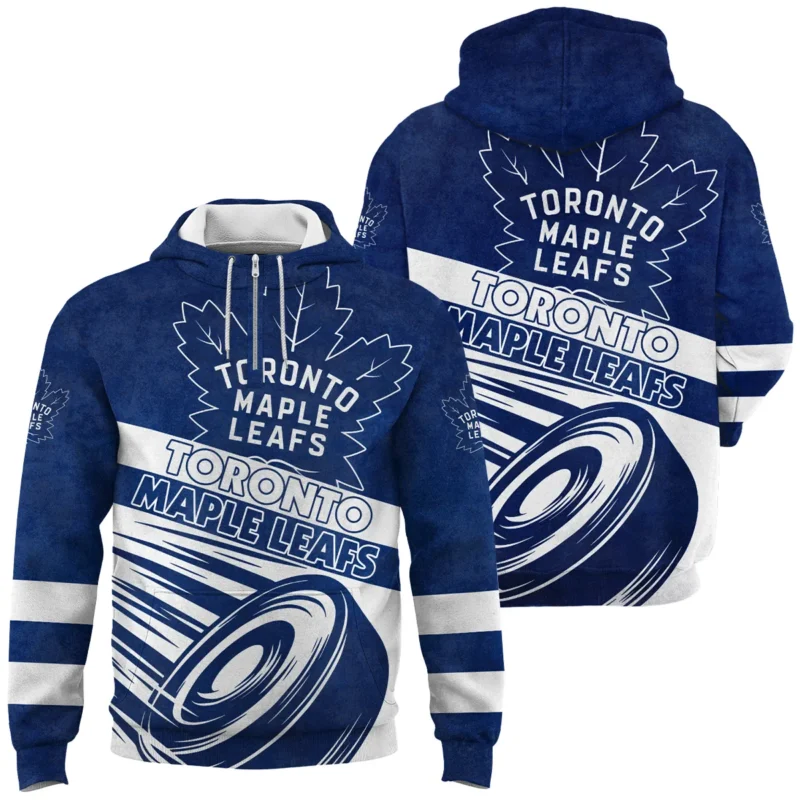 Ice Hockey Puck Toronto Maple Leafs National Hockey League All Over Prints BLNHL020924TMLQHD - 1/4 Zipper Hoodie