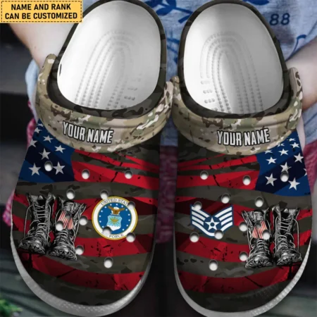 Personalized US Flag Military Boots U.S. Air Force Classic Crocs All Over Print BLVTR050824A2AF