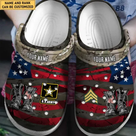 Personalized US Flag Military Boots U.S. Army Classic Crocs All Over Print BLVTR050824A2AM