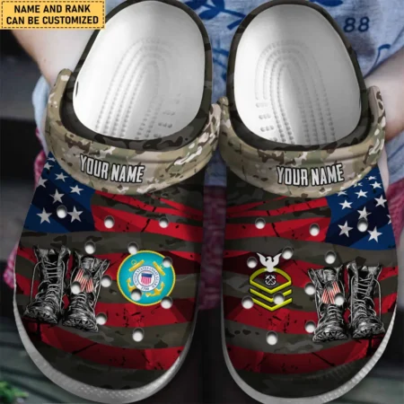 Personalized US Flag Military Boots U.S. Coast Guard Classic Crocs All Over Print BLVTR050824A2CG