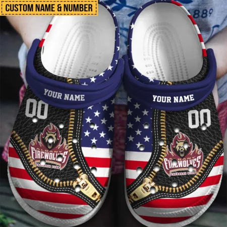 Personalized Flag USA Zip Leather Pattern Albany FireWolves Classic Crocs All Over Print HONLL030824C01ALB