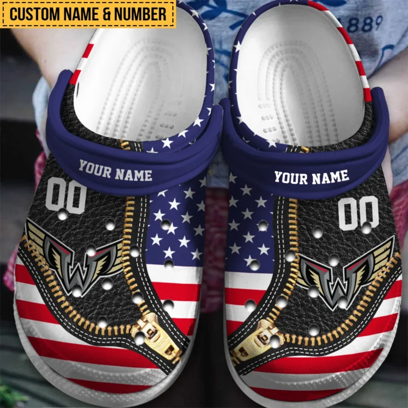 Personalized Flag USA Zip Leather Pattern Philadelphia Wings Classic Crocs All Over Print HONLL030824C01PHI