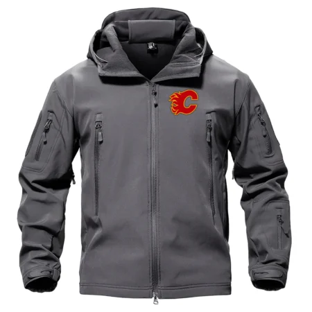 Collection Release Calgary Flames Hooded Military Tactical Jacket BLNHL260824A10CF