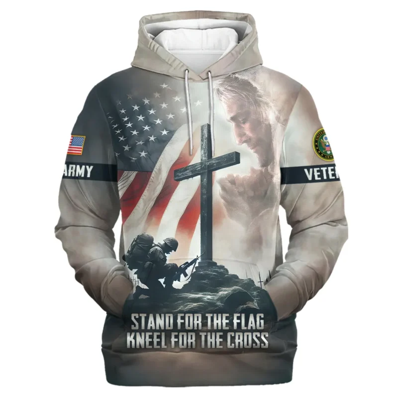 Stand For The Flag Kneel For The Cross Veteran U.S. Army Apparel All Over Prints BLVTR130824A2AM - Hoodie