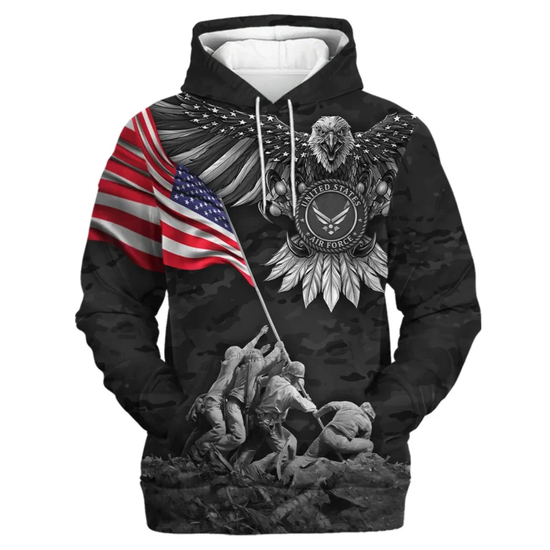 Proudly Served Eagle And US Flag Veteran U.S. Air Force Apparel All Over Prints BLVTR150824A2AF - Hoodie