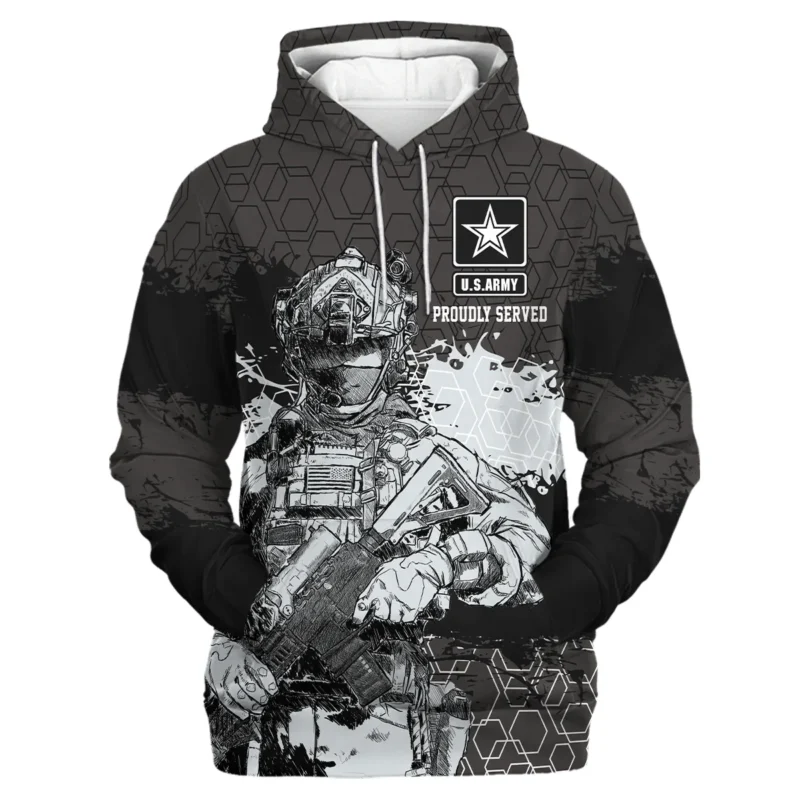 Proudly Served Hexagon Pattern Veteran U.S. Army Apparel All Over Prints BLVTR210824A1AM - Hoodie