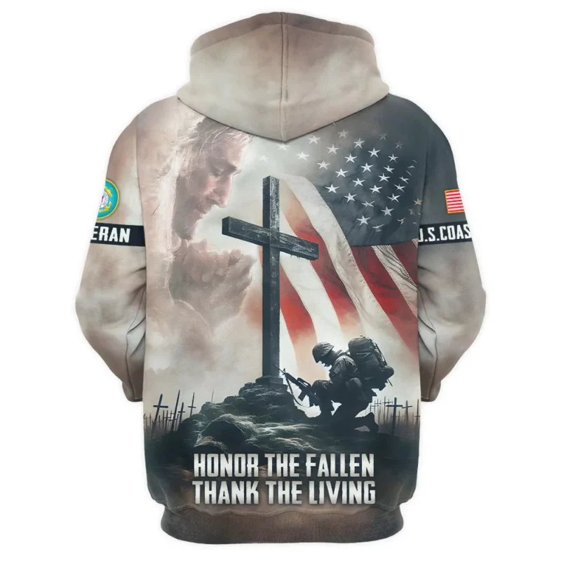 Stand For The Flag Kneel For The Cross Veteran U.S. Coast Guard Apparel All Over Prints BLVTR130824A2CG - Hoodie