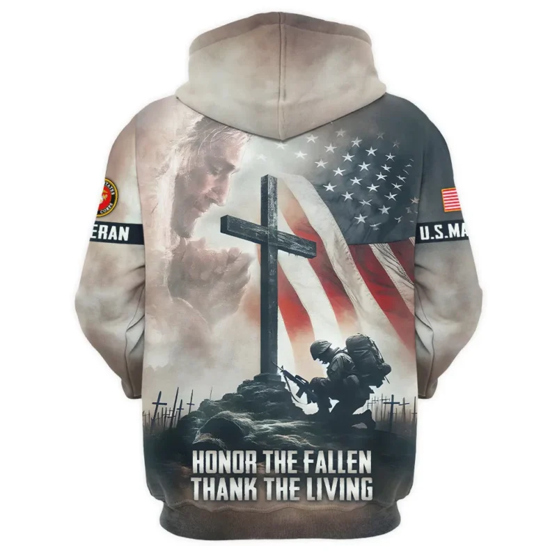 Stand For The Flag Kneel For The Cross Veteran U.S. Marine Corps Apparel All Over Prints BLVTR130824A2MC - Zip Hoodie