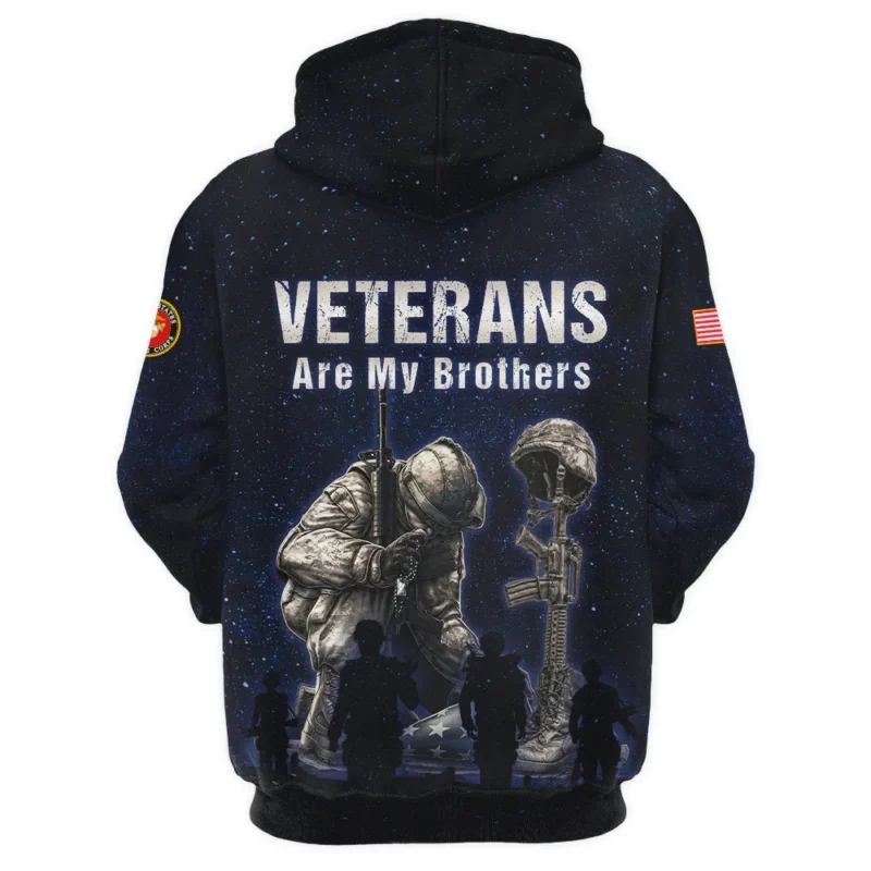 Jesus My Savior Veterans My Brothers U.S. Marine Corps Apparel All Over Prints BLVTR130824A3MC - Zip Hoodie