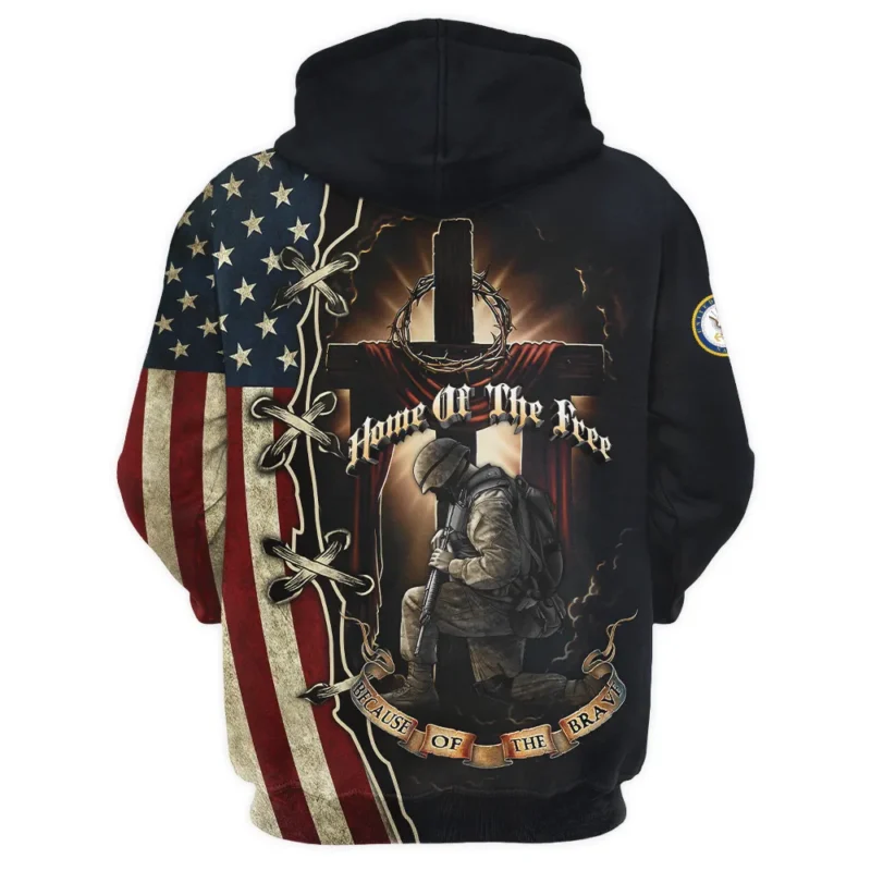 Home Of The Free Because Of The Brave Veteran U.S. Navy Apparel All Over Prints BLVTR140824A1NV - Zip Hoodie