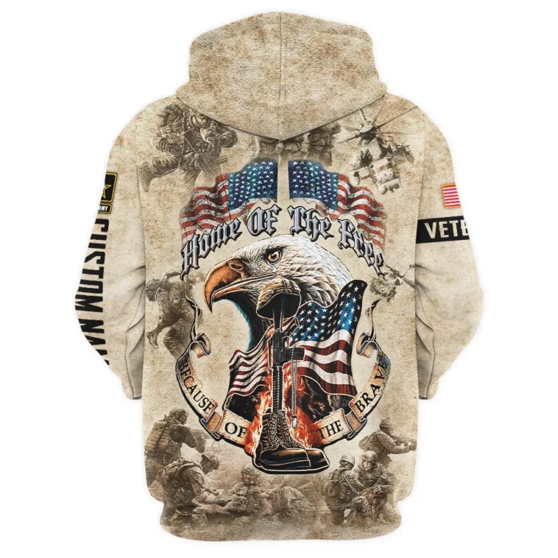 Personalized Home Of The Free Because Of The Brave Veteran U.S. Army Apparel All Over Prints BLVTR140824A2AM - Zip Hoodie