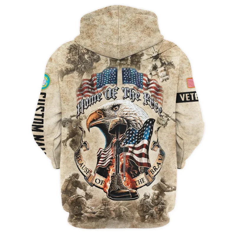 Personalized Home Of The Free Because Of The Brave Veteran U.S. Coast Guard Apparel All Over Prints BLVTR140824A2CG - Zip Hoodie