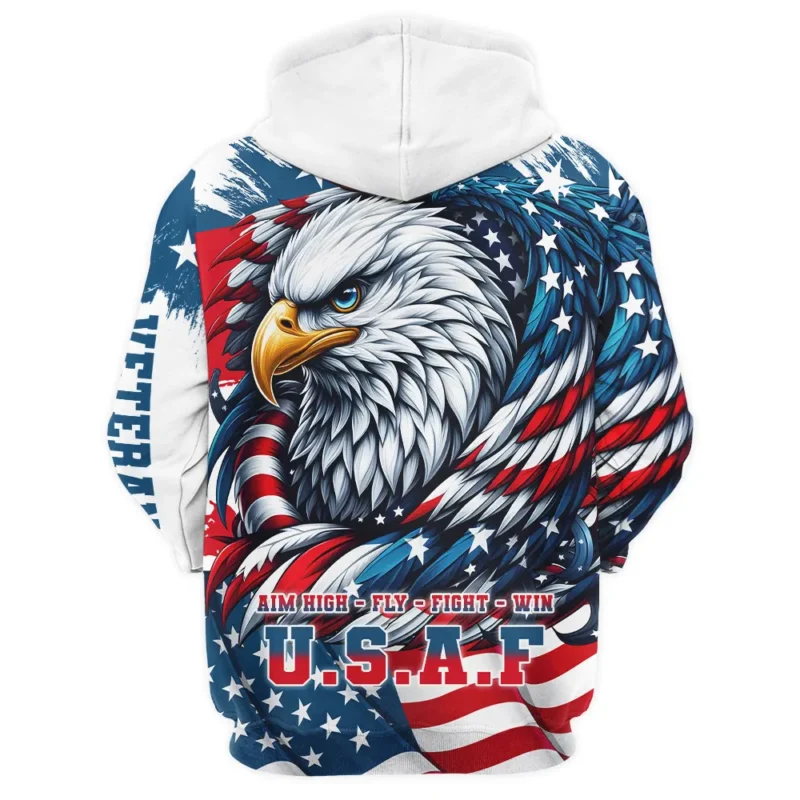 Eagle US Flag Veteran Motto Of The U.S. Air Force Apparel All Over Prints BLVTR140824A3AF - Zip Hoodie