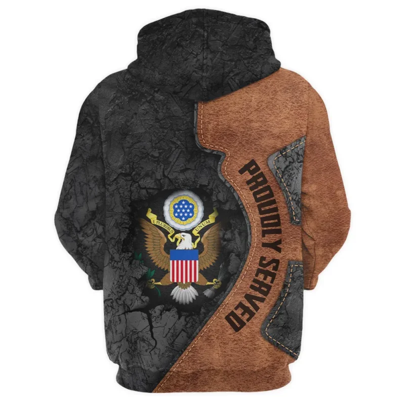 Proudly Served Leather Pattern Veteran U.S. Army Apparel All Over Prints BLVTR210824A2AM - Zip Hoodie