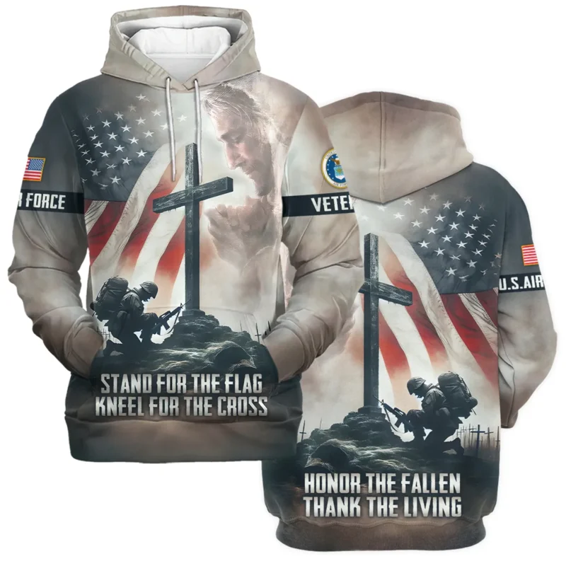 Stand For The Flag Kneel For The Cross Veteran U.S. Air Force Apparel All Over Prints BLVTR130824A2AF - Hoodie