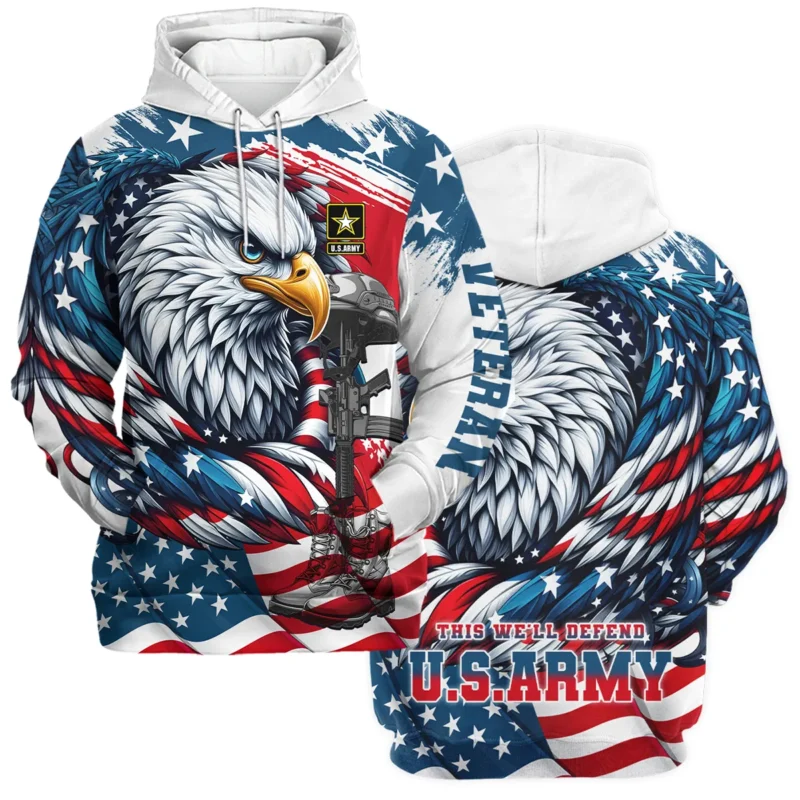 Eagle US Flag Veteran Motto Of The U.S. Army Apparel All Over Prints BLVTR140824A3AM - Hoodie