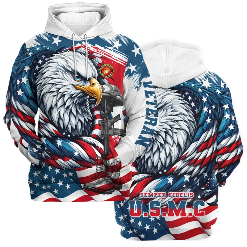 Eagle US Flag Veteran Motto Of The U.S. Marine Corps Apparel All Over Prints BLVTR140824A3MC - Hoodie