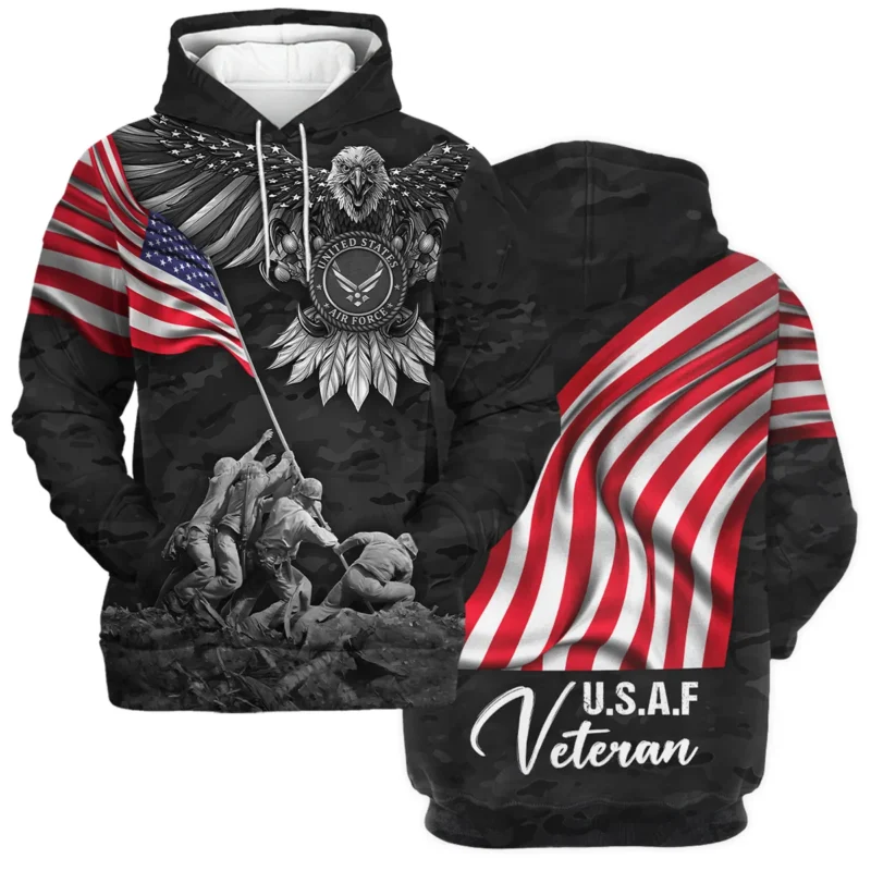 Proudly Served Eagle And US Flag Veteran U.S. Air Force Apparel All Over Prints BLVTR150824A2AF - Hoodie