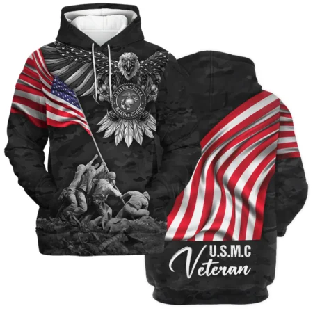 Proudly Served Eagle And US Flag Veteran U.S. Marine Corps Apparel All Over Prints BLVTR150824A2MC - Hoodie