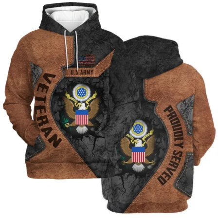 Proudly Served Leather Pattern Veteran U.S. Army Apparel All Over Prints BLVTR210824A2AM - Hoodie