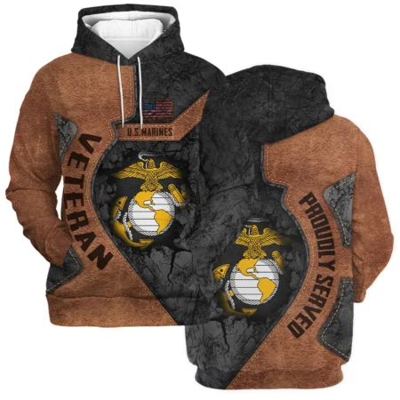 Proudly Served Leather Pattern Veteran U.S. Marine Corps Apparel All Over Prints BLVTR210824A2MC - Hoodie