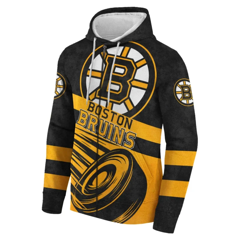 Ice Hockey Puck Boston Bruins National Hockey League All Over Prints BLNHL020924BBZHD - Zip Hoodie