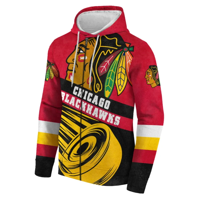 Ice Hockey Puck Chicago Blackhawks National Hockey League All Over Prints BLNHL020924CBZHD - Zip Hoodie