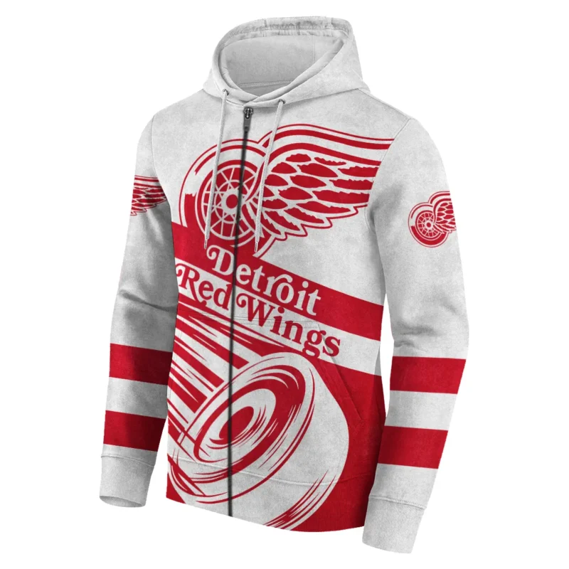 Ice Hockey Puck Detroit Red Wings National Hockey League All Over Prints BLNHL020924DRWZHD - Zip Hoodie