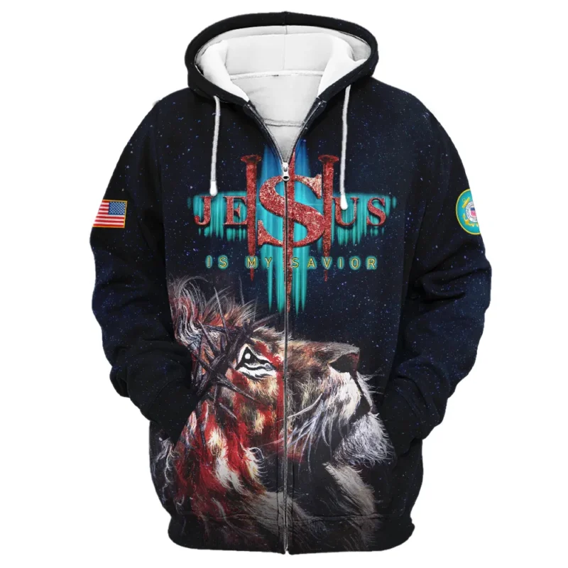 Jesus My Savior Veterans My Brothers U.S. Coast Guard Apparel All Over Prints BLVTR130824A3CG - Zip Hoodie