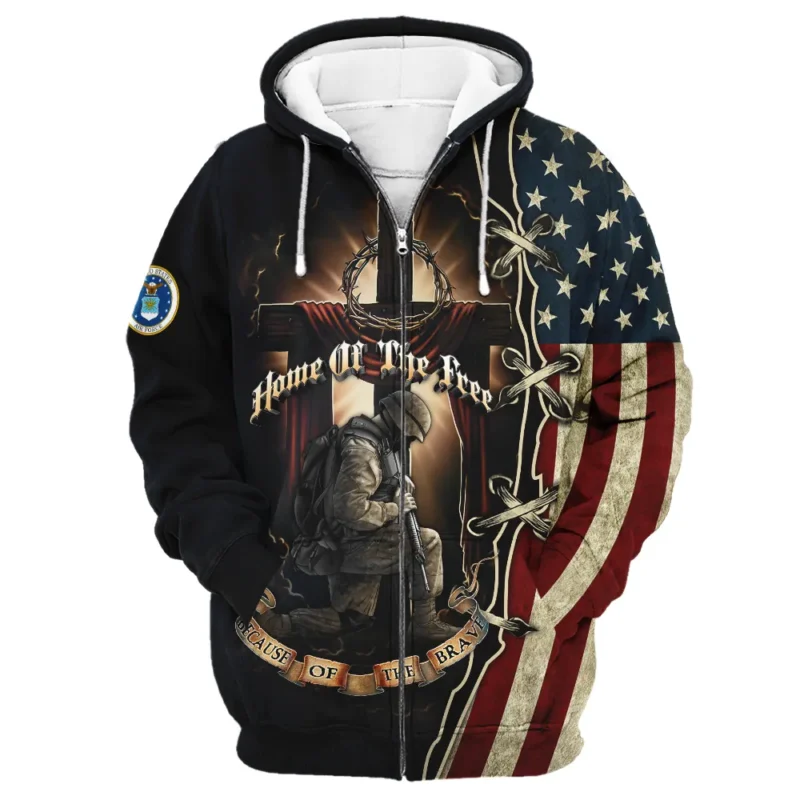 Home Of The Free Because Of The Brave Veteran U.S. Air Force Apparel All Over Prints BLVTR140824A1AF - Zip Hoodie