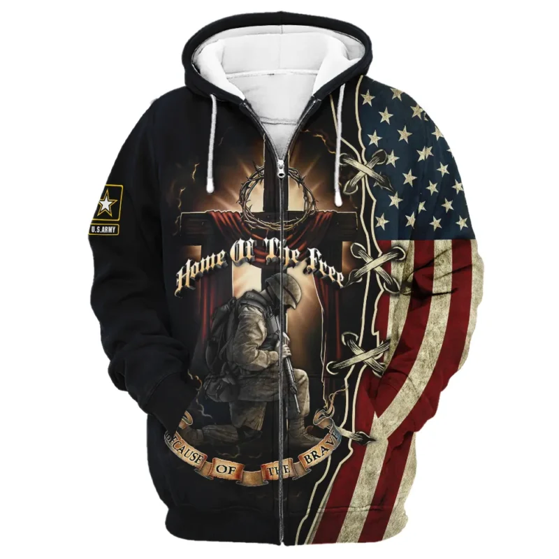 Home Of The Free Because Of The Brave Veteran U.S. Army Apparel All Over Prints BLVTR140824A1AM - Zip Hoodie