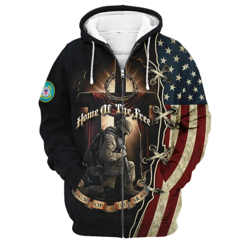 Home Of The Free Because Of The Brave Veteran U.S. Coast Guard Apparel All Over Prints BLVTR140824A1CG - Zip Hoodie