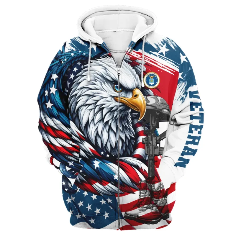 Eagle US Flag Veteran Motto Of The U.S. Air Force Apparel All Over Prints BLVTR140824A3AF - Zip Hoodie