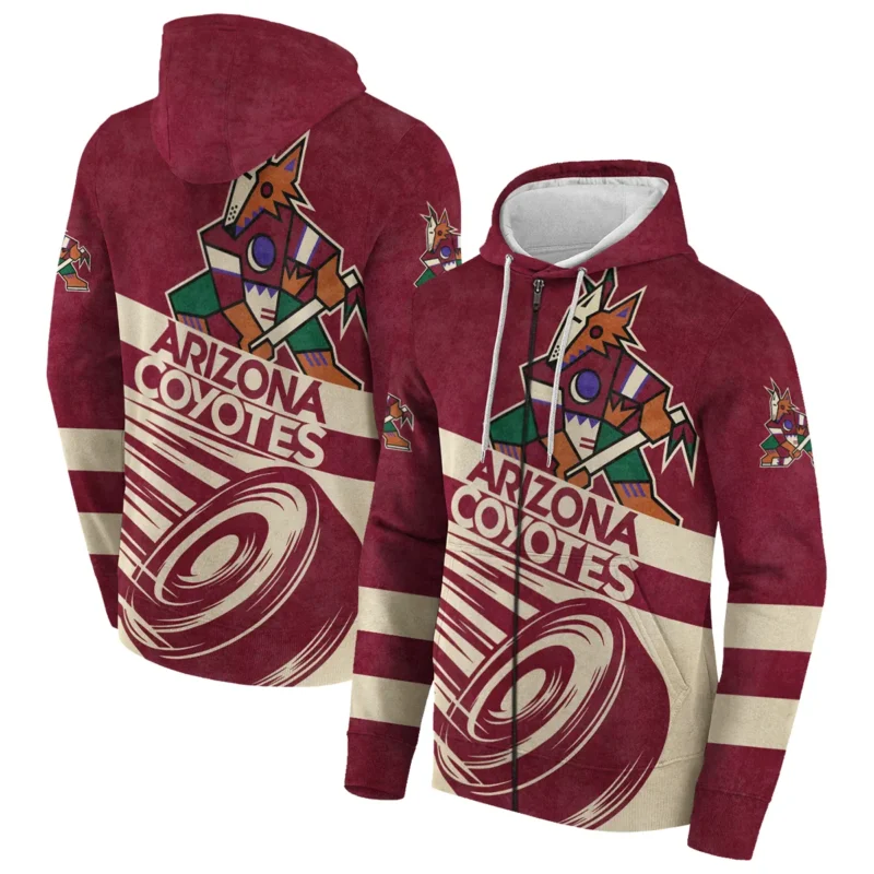 Ice Hockey Puck Arizona Coyotes National Hockey League All Over Prints BLNHL020924ACZHD - Zip Hoodie