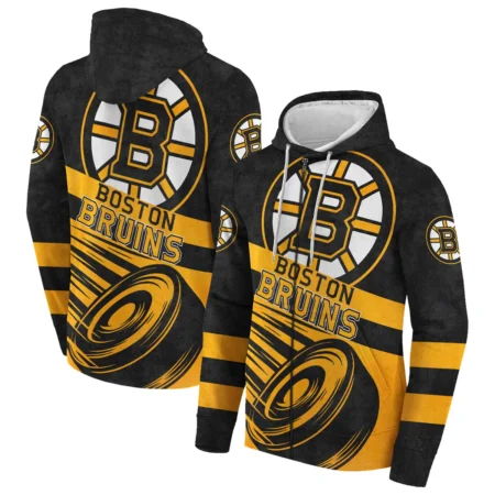 Ice Hockey Puck Boston Bruins National Hockey League All Over Prints BLNHL020924BBZHD - Zip Hoodie