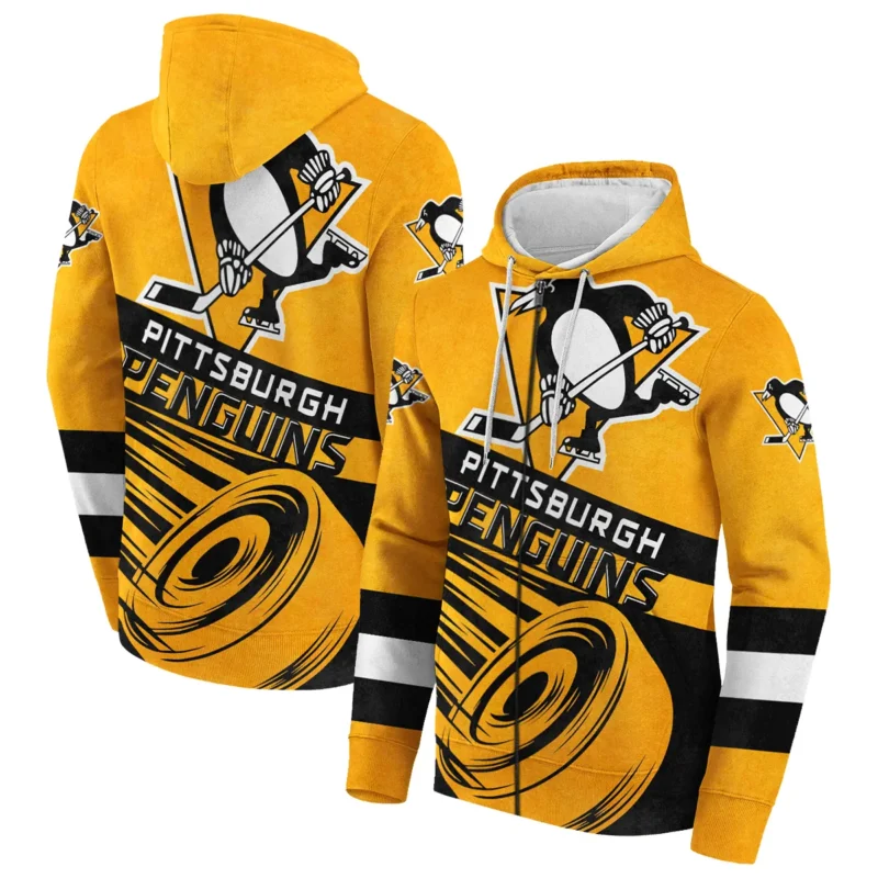 Ice Hockey Puck Pittsburgh Penguins National Hockey League All Over Prints BLNHL020924PPZHD - Zip Hoodie