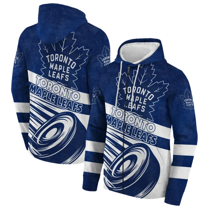 Ice Hockey Puck Toronto Maple Leafs National Hockey League All Over Prints BLNHL020924TMLZHD - Zip Hoodie