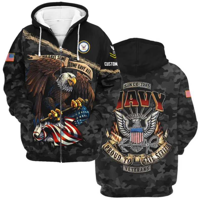 Personalized All Gave Some Some Gave All Veteran U.S. Navy Apparel All Over Prints BLVTR110824A1NV - Zip Hoodie