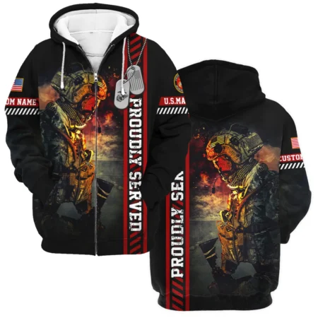 Personalized Proudly Served Veteran U.S. Marine Corps Apparel All Over Prints BLVTR130824A1MC - Zip Hoodie