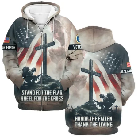 Stand For The Flag Kneel For The Cross Veteran U.S. Air Force Apparel All Over Prints BLVTR130824A2AF - Zip Hoodie