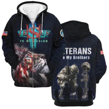 Jesus My Savior Veterans My Brothers U.S. Air Force Apparel All Over Prints BLVTR130824A3AF - Zip Hoodie