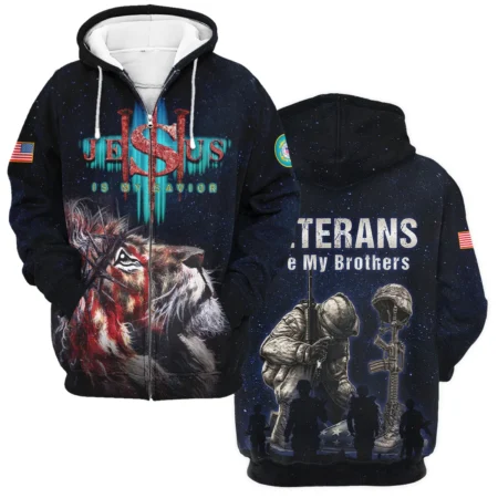 Jesus My Savior Veterans My Brothers U.S. Coast Guard Apparel All Over Prints BLVTR130824A3CG - Zip Hoodie