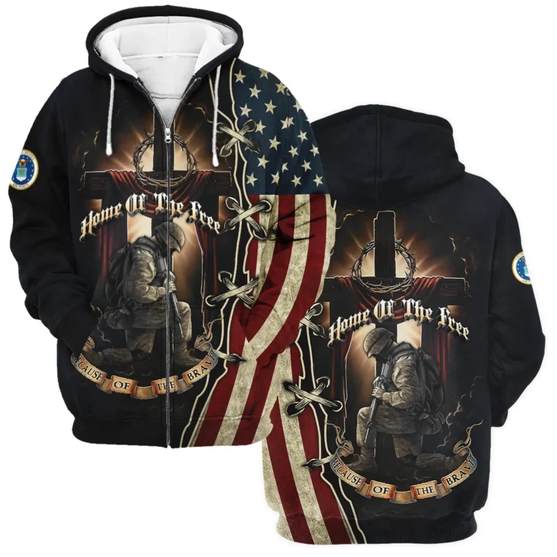 Home Of The Free Because Of The Brave Veteran U.S. Air Force Apparel All Over Prints BLVTR140824A1AF - Zip Hoodie