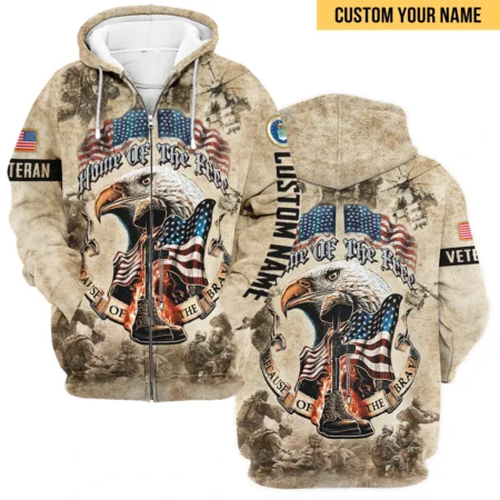 Personalized Home Of The Free Because Of The Brave Veteran U.S. Air Force Apparel All Over Prints BLVTR140824A2AF - Zip Hoodie