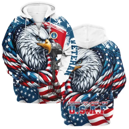 Eagle US Flag Veteran Motto Of The U.S. Air Force Apparel All Over Prints BLVTR140824A3AF - Zip Hoodie