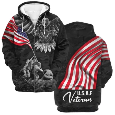 Proudly Served Eagle And US Flag Veteran U.S. Air Force Apparel All Over Prints BLVTR150824A2AF - Zip Hoodie