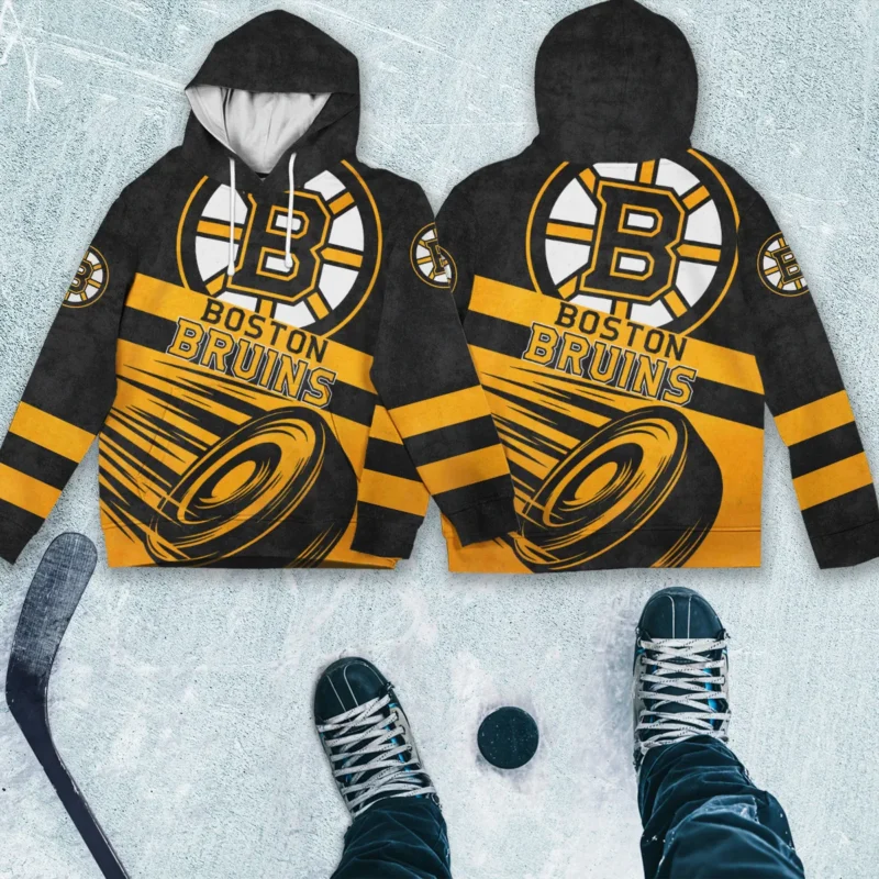 Ice Hockey Puck Boston Bruins National Hockey League All Over Prints BLNHL020924BBHD - Hoodie