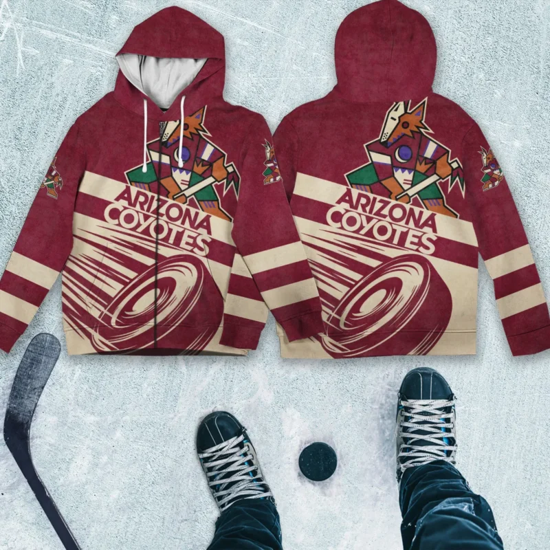 Ice Hockey Puck Arizona Coyotes National Hockey League All Over Prints BLNHL020924ACZHD - Zip Hoodie