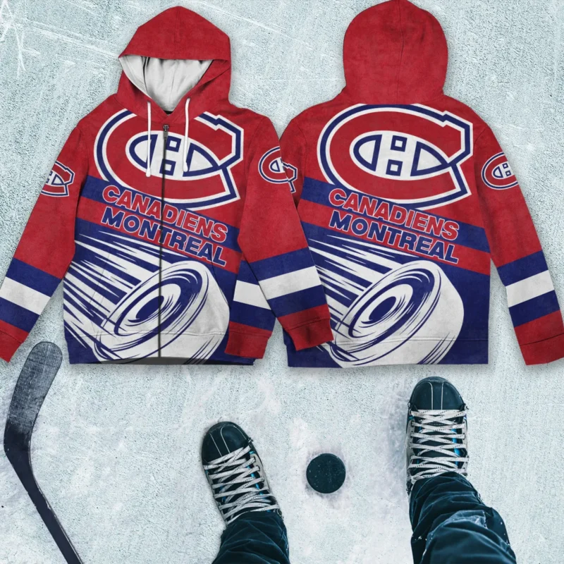 Ice Hockey Puck Montreal Canadiens National Hockey League All Over Prints BLNHL020924MCZHD - Zip Hoodie