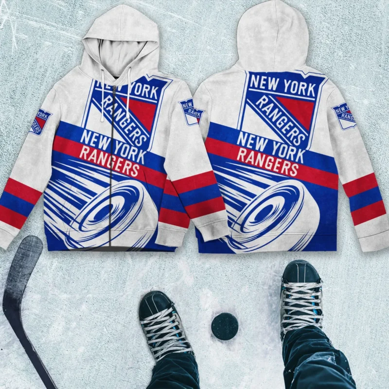 Ice Hockey Puck New York Rangers National Hockey League All Over Prints BLNHL020924NYRZHD - Zip Hoodie